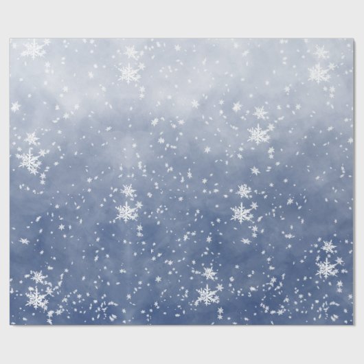 White Snowflakes Falling Winter Dusk Sky Cadeaupapier (Vlak)