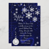 White Snowflakes Holiday Party Uitnodiging (Voorkant / Achterkant)