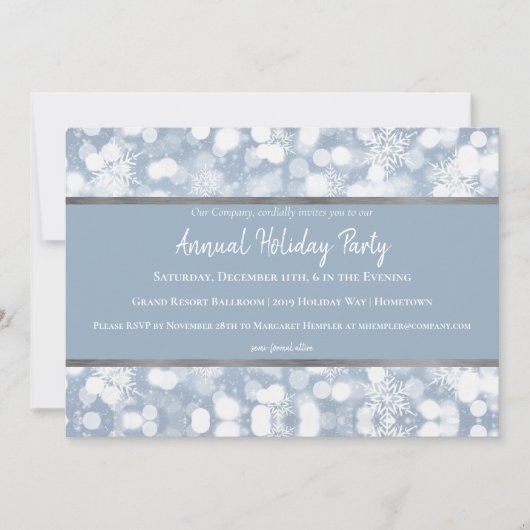 White Snowflakes Holiday Party Uitnodiging (Voorkant)