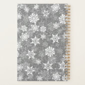 White Snowflakes Luxurious Gray Elegant Christmas Planner (Achterkant)