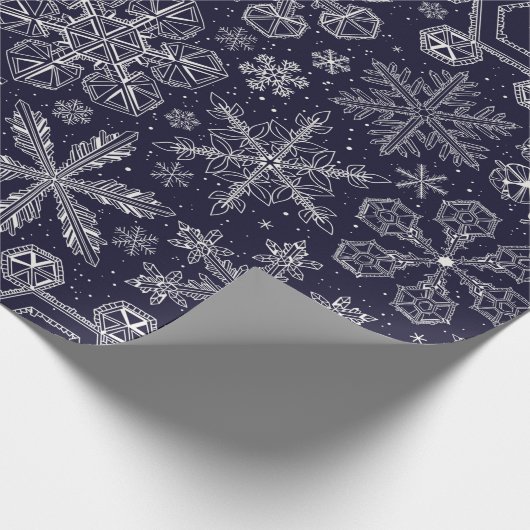 White Snowflakes on blue Cadeaupapier (Hoek)