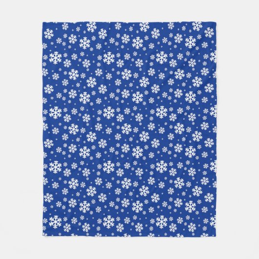 White Snowflakes on Dark Blue Winter Pattern Fleece Deken (Voorkant)