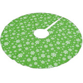 White Snowflakes on Green Winter Pattern Kerstboom Rok (Gekanteld)