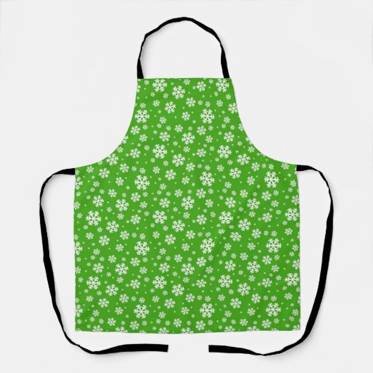 White Snowflakes on Green Winter Pattern Schort (Voorkant)