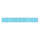 White Snowflakes on Light Blue Winter Pattern Grosgrain Lint (Voorkant)