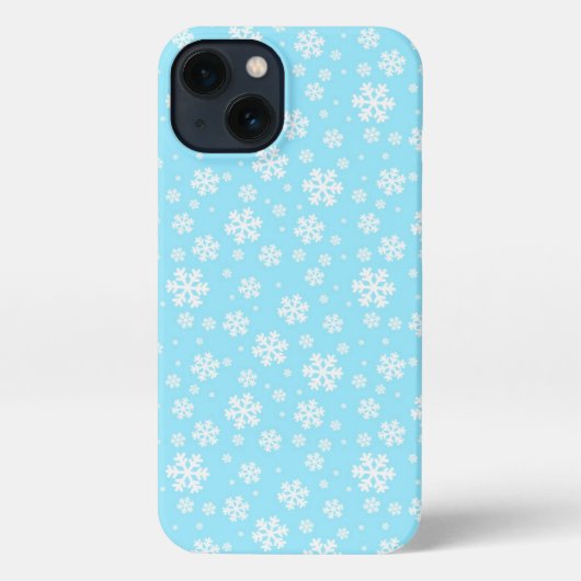 White Snowflakes on Light Blue Winter Pattern iPhone Hoesje (Achterkant)