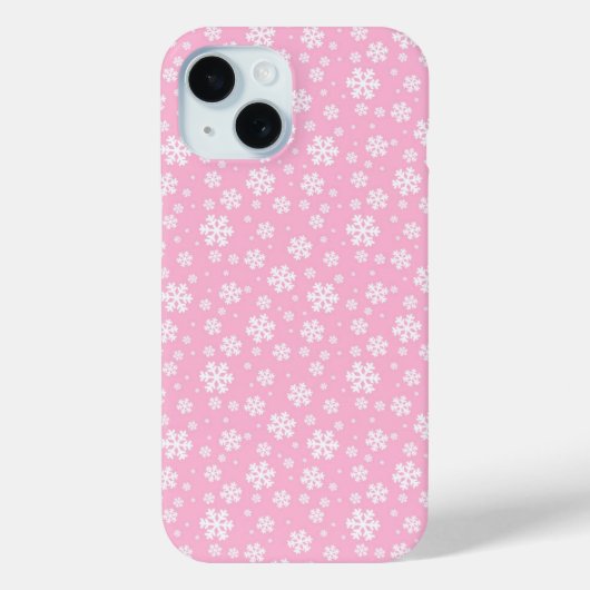 White Snowflakes on Light Pink Winter Pattern Case-Mate iPhone Case (Achterkant)