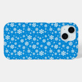 White Snowflakes on Mid Blue Winter Pattern Case-Mate iPhone Case (Achterkant (horizontaal))