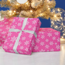 White Snowflakes on Pink Winter Pattern
