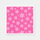 White Snowflakes on Pink Winter Pattern Servet (Voorkant)
