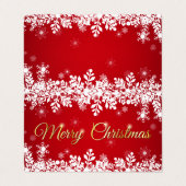 White snowflakes on red Merry Christmas Visitekaartjes (Buitenkant ongevouwen)