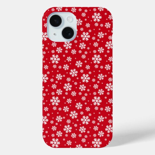 White Snowflakes on red Winter Pattern Case-Mate iPhone Case (Achterkant)
