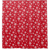 White Snowflakes on red Winter Pattern Douchegordijn (Voorkant)