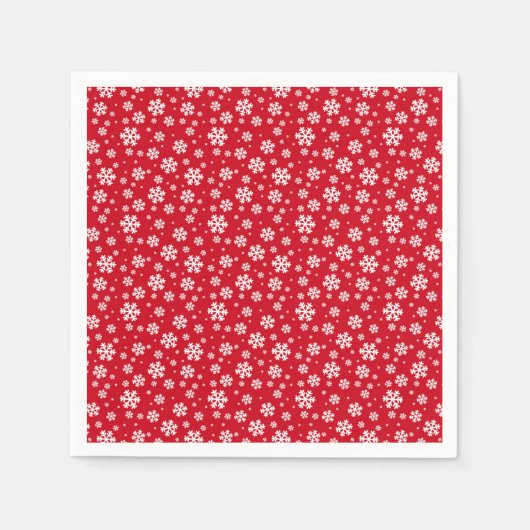White Snowflakes on red Winter Pattern Servet (Voorkant)