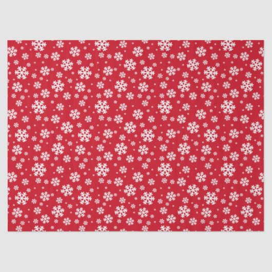 White Snowflakes on red Winter Pattern Tissuepapier (Voorkant)