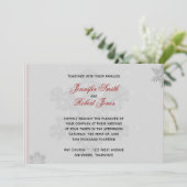 White Snowflakes on Silver Wedding Invitation Kaart (Staand voorkant)