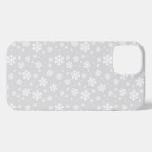 White Snowflakes on Silver Winter Pattern iPhone Hoesje (Achterkant horizontaal)
