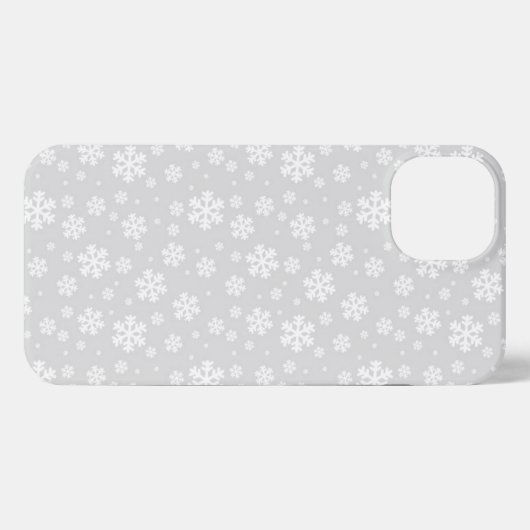 White Snowflakes on Silver Winter Pattern iPhone Hoesje (Achterkant horizontaal)
