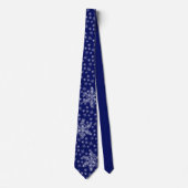White Snowflakes Pattern on Dark Blue Stropdas (Voorkant)