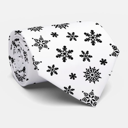 White Snowflakes Pattern Stropdas (Opgerold)