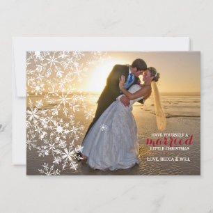 White Snowflakes Photo Holiday Card Feestdagenkaart