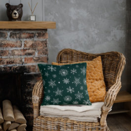 White Snowflakes Winter Holiday Landschap Kussen