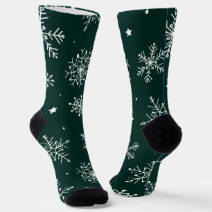 White Snowflakes Winter Holiday Landschap Sokken