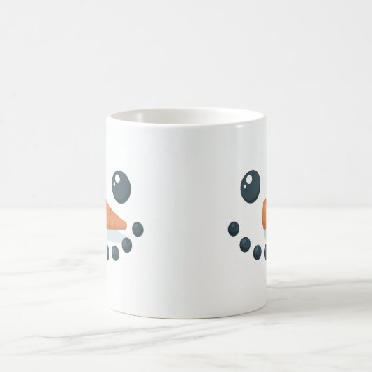 White Snowman Features Carrot Morphing Mug (Centre)