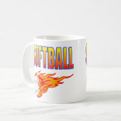 White Softball Flame Ball Koffiemok (Voorkant links)