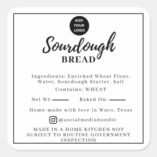 White Sourdough Ingredients Cottage Law Sticker (Devant)