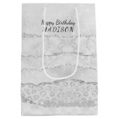 White Sparkle Glitter Medium Cadeauzakje (Achterkant)