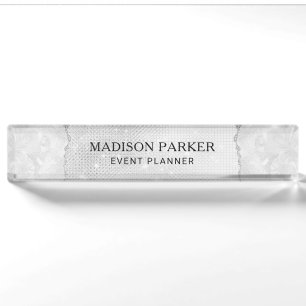 White Sparkle Glitter Naambordje