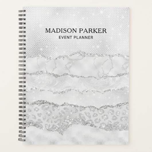 White Sparkle Glitter Planner (Voorkant)