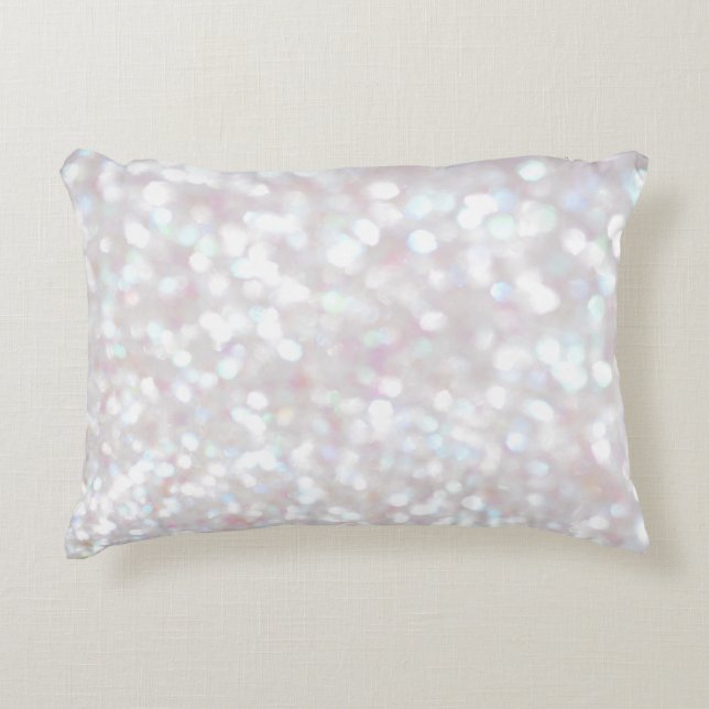 White Sparkle Print Accent Pillow Kussen (Voorkant)