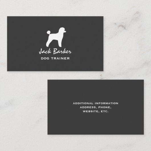 White Speelgoed Poodle Silhouette Visitekaartje (Voorkant / Achterkant)