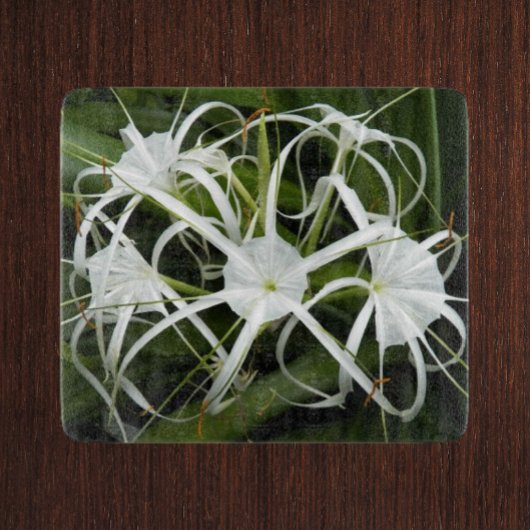White Spider Lilies Floral Snijplank