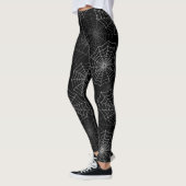 White Spider Web Cobweb Silk Pattern (zwart) Leggings (Links)