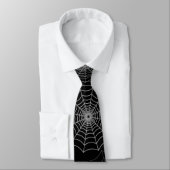 White Spider Web Cobweb Silk Pattern (zwart) Stropdas (Gebonden)