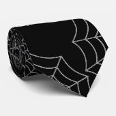 White Spider Web Cobweb Silk Pattern (zwart) Stropdas (Opgerold)