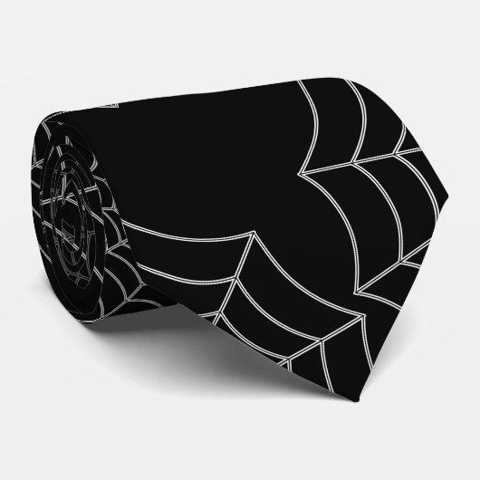 White Spider Web Cobweb Silk Pattern (zwart) Stropdas (Opgerold)
