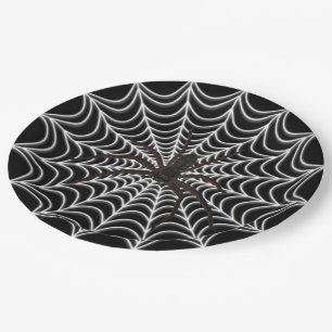 White Spider Web en Black Spider Halloween Papieren Bordje
