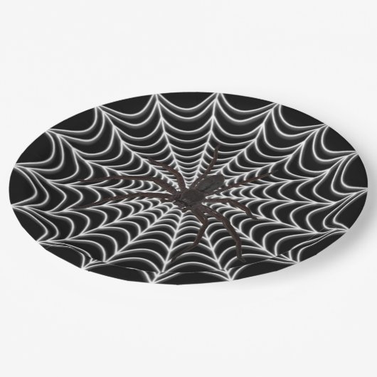 White Spider Web en Black Spider Halloween Papieren Bordje (Gekanteld)
