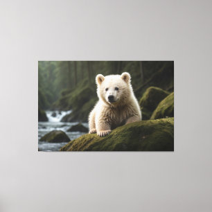 White Spirit Beer Cub Wildlife Art Canvas Afdruk
