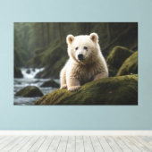 White Spirit Beer Cub Wildlife Art Canvas Afdruk (Insitu (Houten vloer))