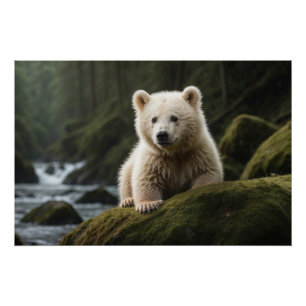 White Spirit Beer Cub Wildlife Art Perfect Poster