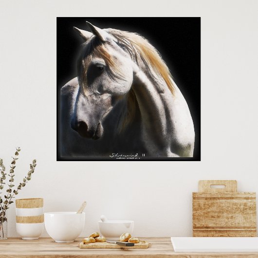 White Spirit Stallion Equine Art Poster (Keuken)