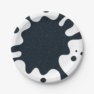 White Splash Charcoal Party Bord - 