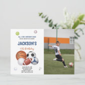 White Sports Invitations Anniversaire avec photo (Debout devant)