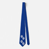 White Sports Mascot Paw Prints On Dark  Blue Stropdas (Voorkant)
