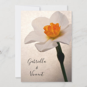 White Spring Daffodil Flower Wedding Kaart